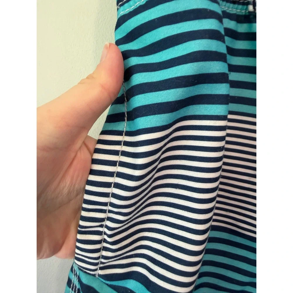 American Eagle Mens Blue White Striped Board Shorts Swim Trunks Size Medium